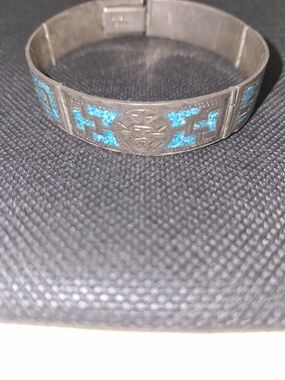 Vintage 925 Turquoise Inlay Bracelet